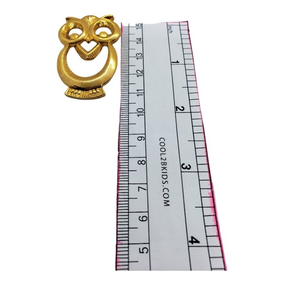 Vintage Gold Tone Owl Brooch Pin - Picture 4 of 4